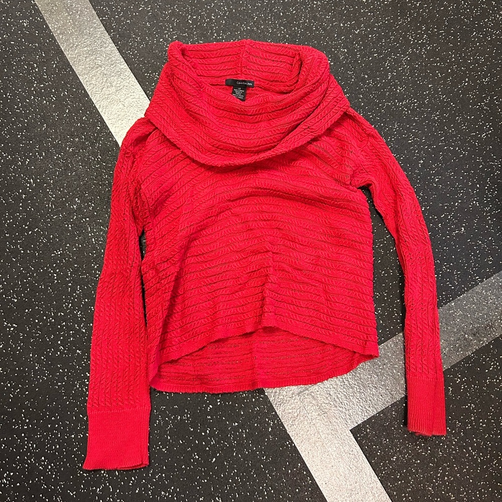 Calvin Klein Jeans Vibrant Red Cowl Neck Sweater